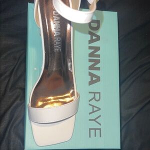 Danna Raye White Strappy Block Heel Sandals